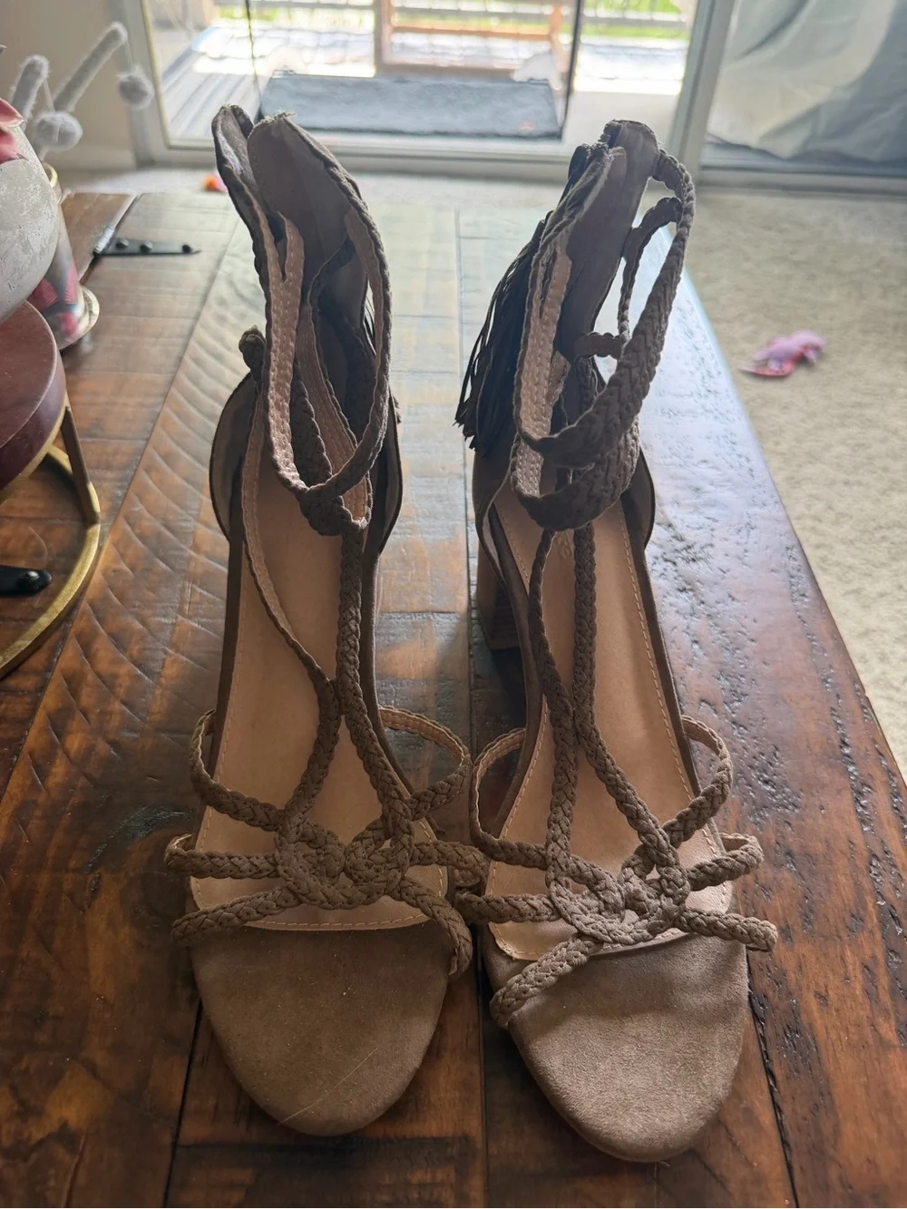 Charlotte Russe Olive Green Braided Block Heel Sandals NWOT